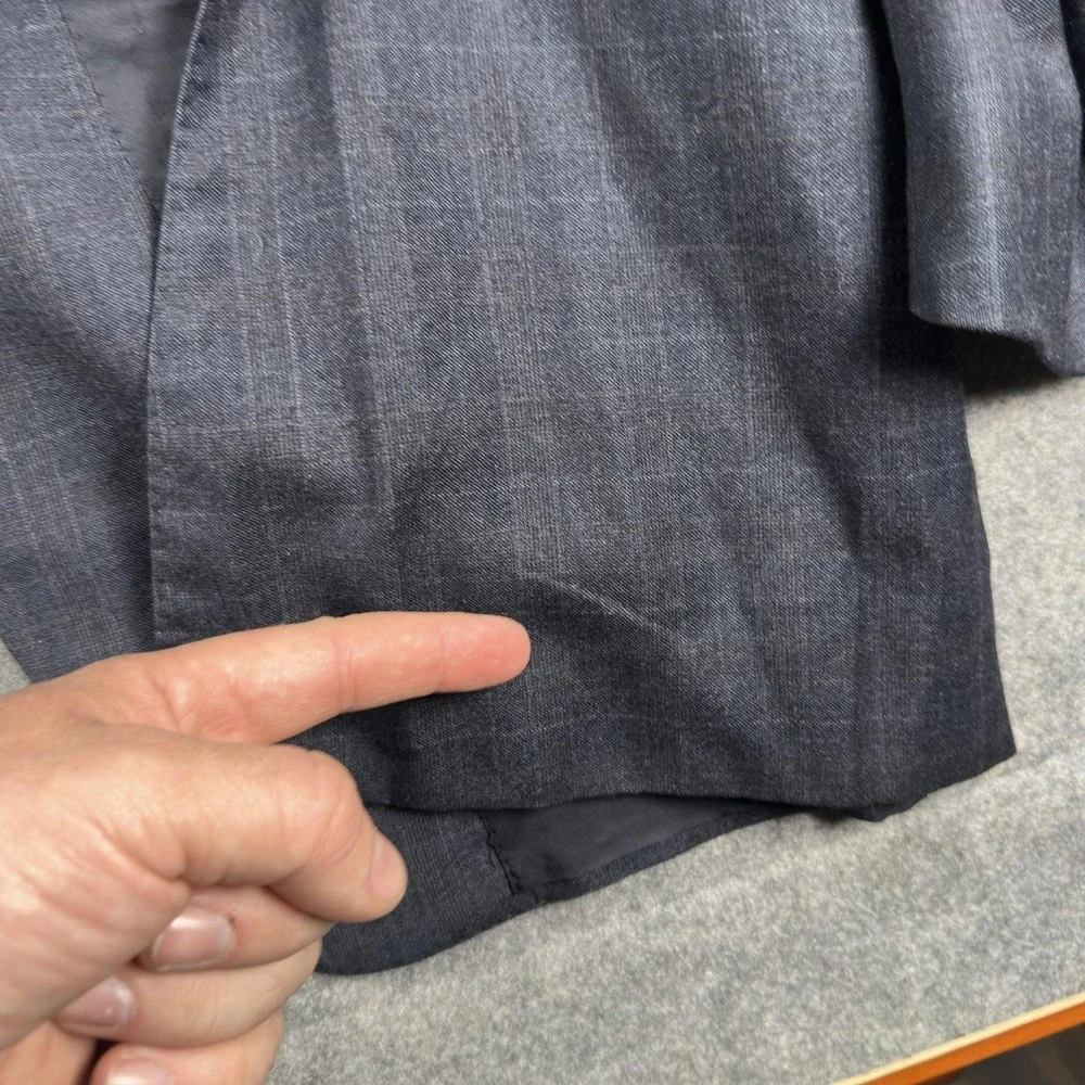 Canali Suit Jacket Mens 48‎ (58 Italy) Gray Check Super 120s Wool Made Italy